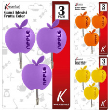 SET 3 GANCI ADESIVI FRUTTA COLOR 1164 (24pz)